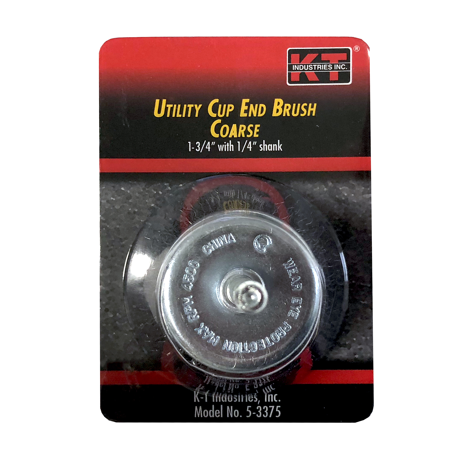 K-T Industries End Cup Brush — 1 3/4in. Coarse, 1/4in. Shank, 4500 RPM, Model# 5-3375